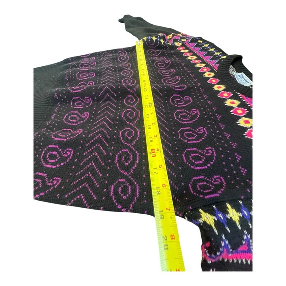 Vintage Meister Sweater Womens Medium Black Wool Blend Embroidered Deadstock 90s - Picture 7 of 9